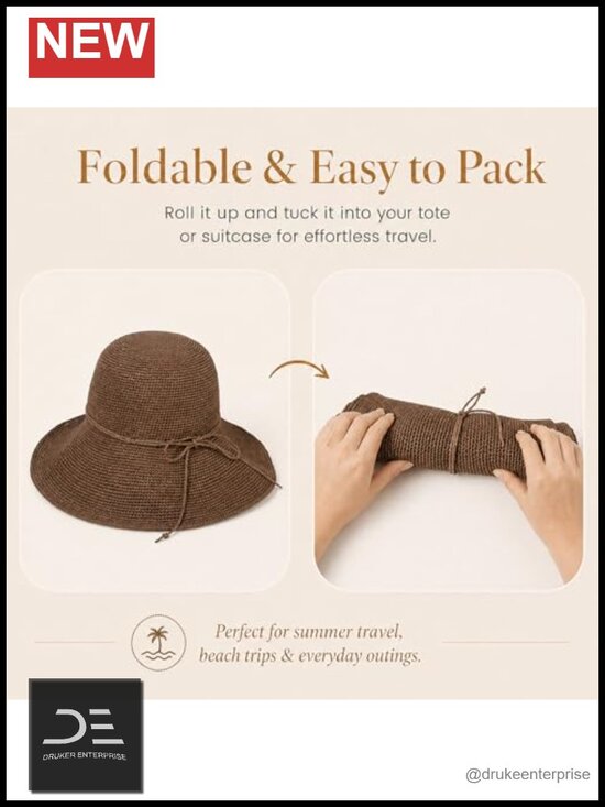 Handwoven Paper Straw Bucket Hat with Wide Brim, Packable and Adjustable main image 6